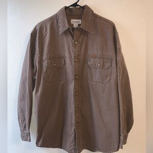 Carhartt Brown Long Sleeve Button Down Shirt Size Large